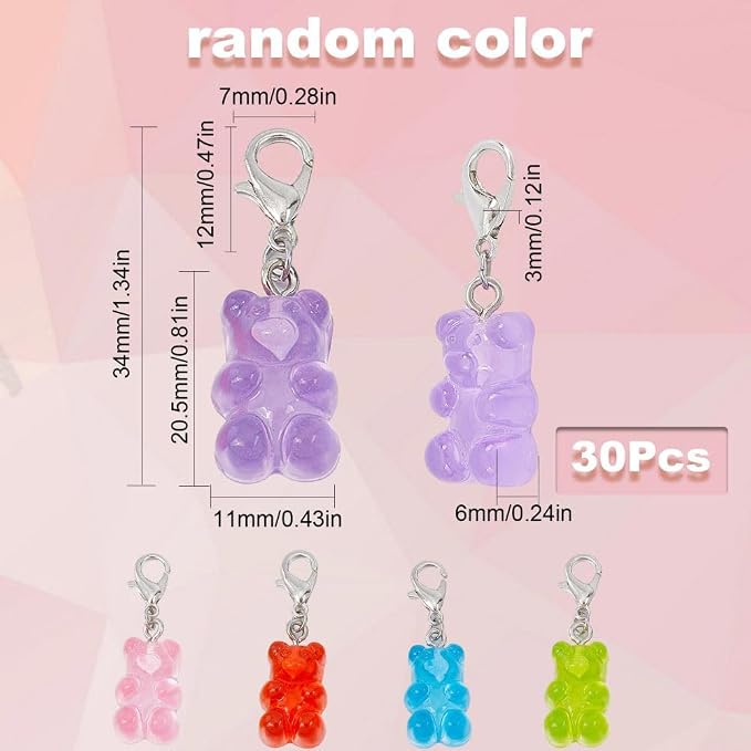 SUNNYCLUE 1 Box 30Pcs Stitch Markers Knitting Bear Stitch Marker Charms Knitting Markers Charm Cute Leverback Locking Stitch Marker for Knitting Weaving Sewing Needleworks Women DIY Crafts Gift