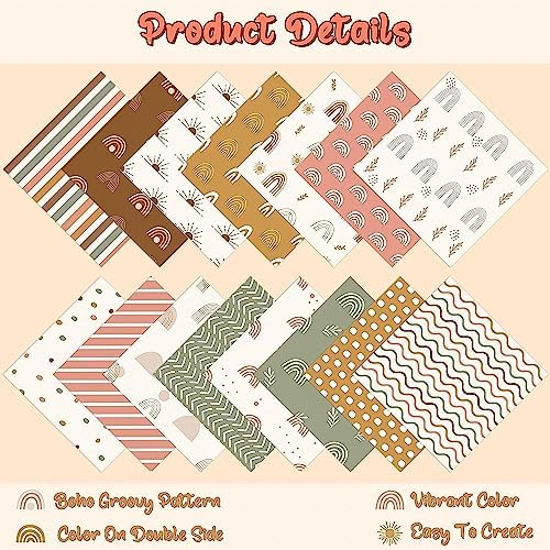 Haooryx Boho Origami Papers, 60pcs 11x11 Inch Pattern Art Craft Paper Set
