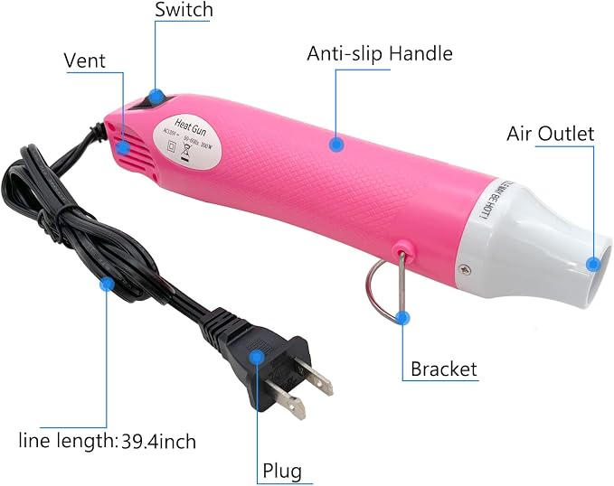 Heat Gun, Mini Hot Air Gun for DIY Crafts Portable Heat Air Gun Tool for Embossing Shrink Wrapping Drying Paint | DIY Crafts, Portable, Embossing, Shrink Wrapping, Drying Paint
