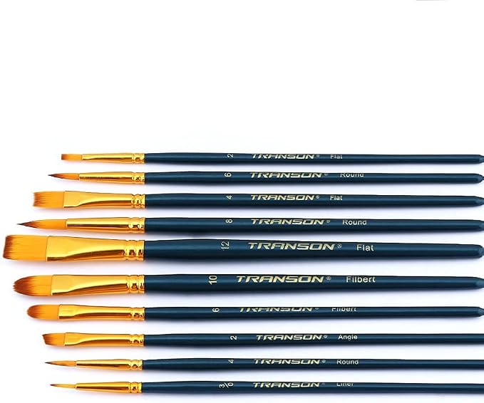 Transon 20pcs Bulk Artist Painting Brush Set for Acrylic Watercolor Gouache Hobby Craft Face Rock Painting Green Black