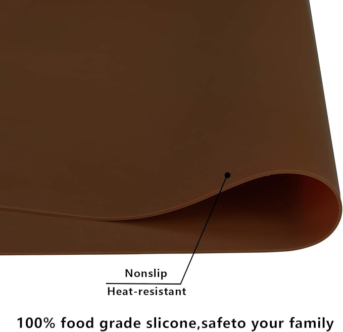 Extra Large Silicone Table Mat, Silicone Mat for Crafts Kids Dinner Placemat Desk Countertop Waterproof Protector Mats, Heat Insulation Kitchen Pastry Mat Rolling Dough Pad (Coffee, 23.6''x15.7'')