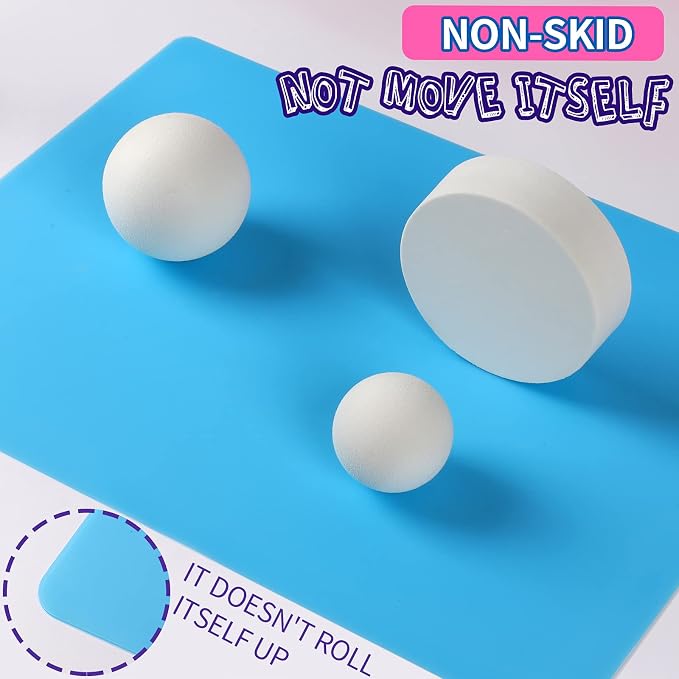 LEOBRO Silicone Mat for Resin Molds, 2 PCS 15.7" x 11.7" Playdough Mat, Silicone Mats for Crafts, Jewelry Resin Molds Mats, for Clay, Paint, Blue & Rose Red