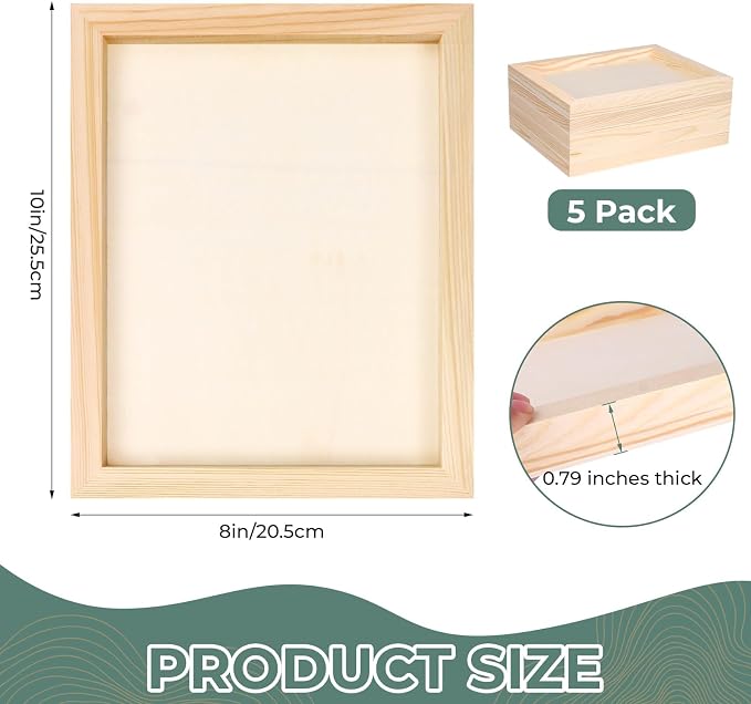 FSWCCK 5 Pack 8 x 10 inch Wood Panel Boards, Unfinished Wood Canvas Panels for Crafts, Painting Canvas, DIY Art Projects, Pouring, Arts Use with Oils, Acrylics
