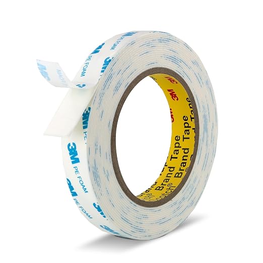 3M Double Sided Tape, 3/4" x 18Ft Foam Tape, 1600T, White