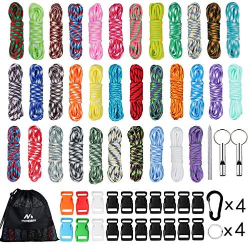 Paracord Combo Kits - 550 Type III Parachute Cord - Bracelet Crafting Kits, Survival Rope Making lanyards,Dog Collar,Bracelet