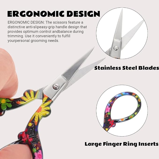 2PCS Sewing Embroidery Scissors, 3.6 Inches Sharp Stainless Steel Crochet Scissor Craft Scissors for Cross Stitch Supplies, Crochet Accessories, Paper Cutting,Threading & Needlework DIY(Black+Green)