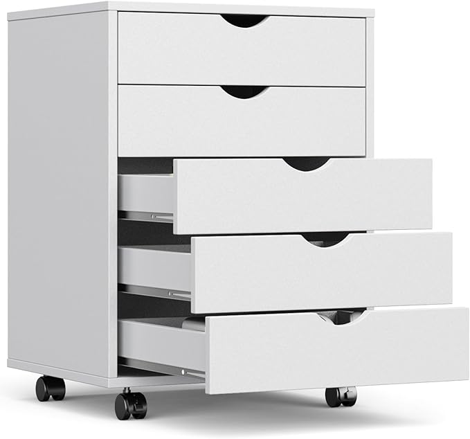 OLIXIS 5 Drawer File Cabinet on Wheels, Printer Stand