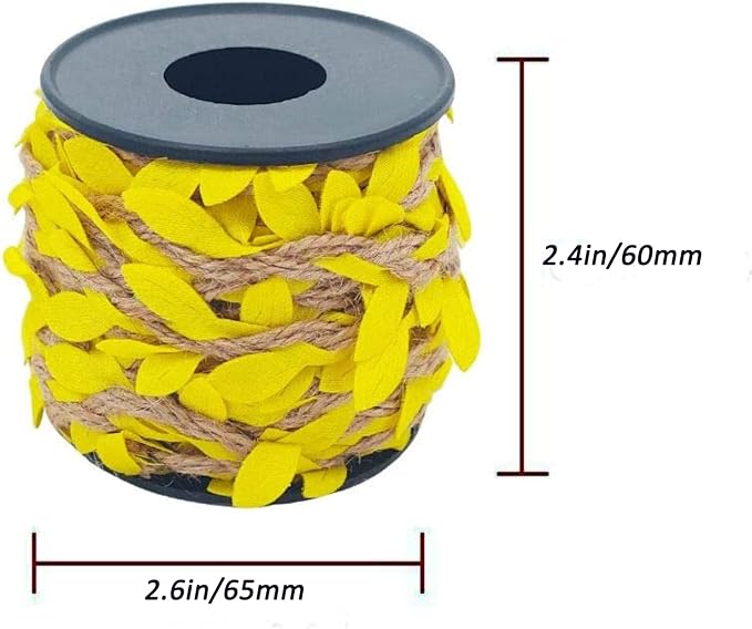 33 feet Natural Twine Yellow Leaf Jute 3ply 2MM Rope Hemp Burlap Ribbon String Heavy Duty Hanging Gardening Decoration or for Arts and Crafts