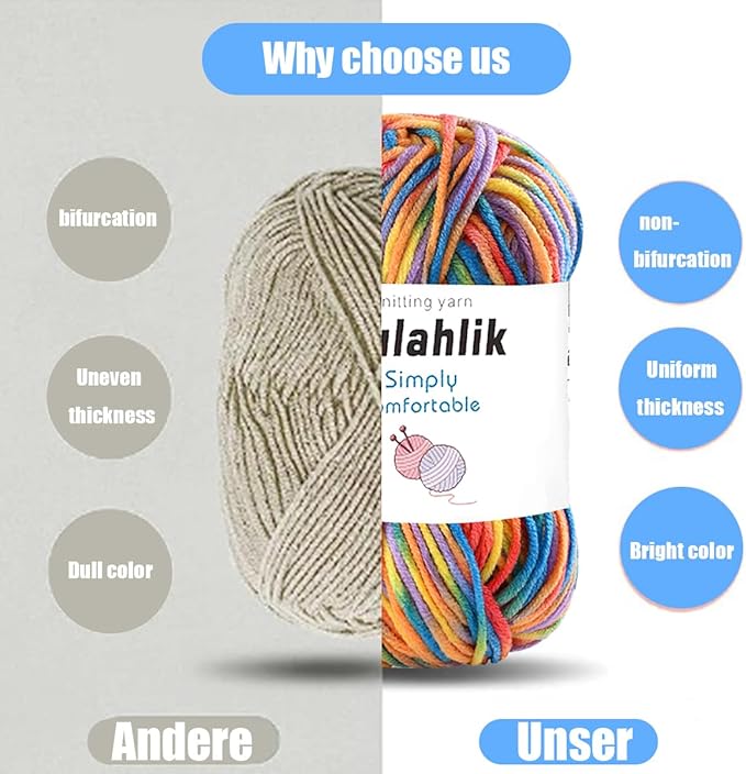500g(10x50g) Acrylic Yarn for Crocheting and Knitting, Colorful Gradient Yarn Thread, 10 Rolls Skeins, Multicolor Hilo Acrílico, Perfect for DIY Crafts Project