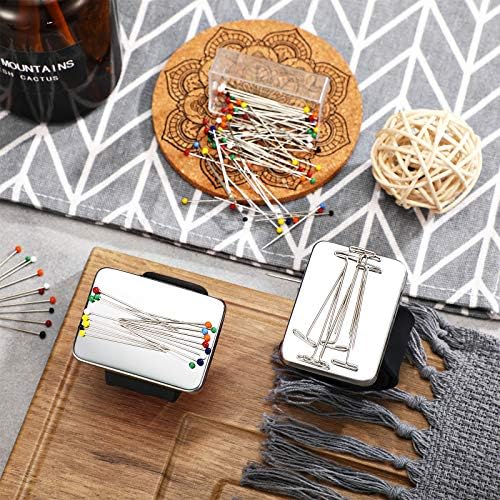 WILLBOND Magnetic Wrist Sewing Pincushion with 100 Pcs 1.5" Pins, Black