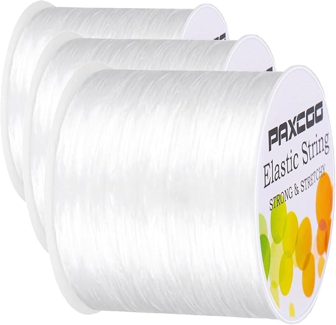 Paxcoo 1.4 mm Elastic Bracelet String Cord, White Stretch Bead Cord for Bracelet Making (Pack of 3)