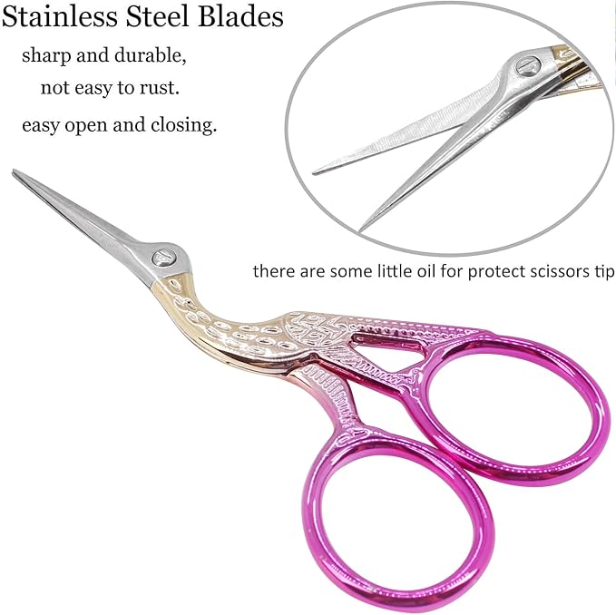 BIHRTC 3.6" Embroidery Scissors,Sharp Tip with Leather Case for Sewing | Pointed Stainless Steel Tip, Includes Leather Cover for Cross-Stitch,Threading,Handcraft,Art Work,DIY,Crafting