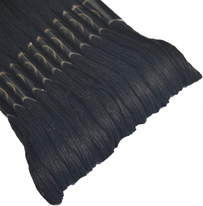 Embroidery Floss - Cross Stitch Threads - Friendship Bracelets Floss - Crafts Floss 24 Skeins Per Pack and Free Set of 2Embroidery Needles and 1Needle Threader（Black）