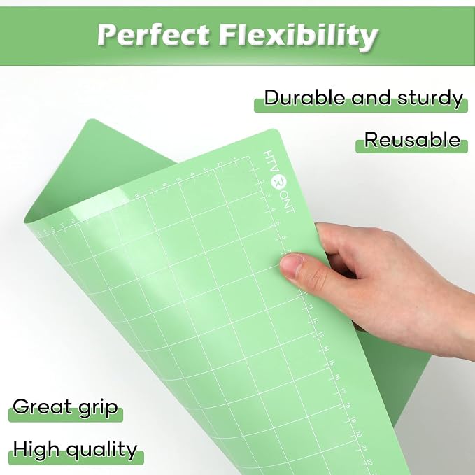 HTVRONT Standard Stickness Cutting Mats, 12x12, 2 Pack | Compatible with Cricut Maker 3/Maker 4/Maker/Explore 3/4/5/Air 2/One, Standard Adhesive, Sticky Green