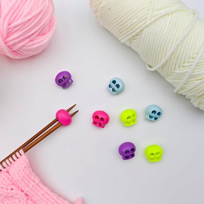 MAGNEECH 8 Pcs Colorful Knitting Needle Stoppers, Double Hole Needle Point Protectors, Huggers - Essential Knitting Accessories in Colorful Hues