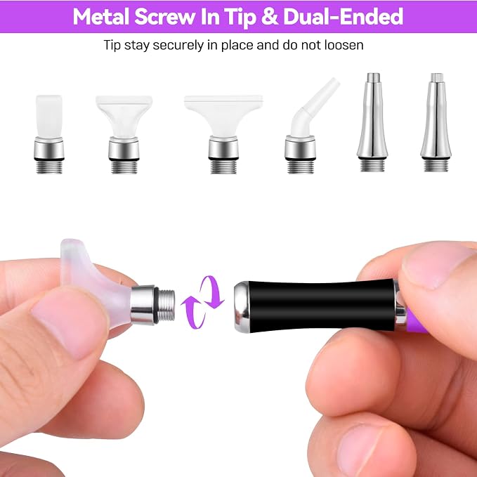 benote Ergonomic Diamond Art Painting Pen, Upgrade Dual Rubber Metal Screw In Tip Round And Square Drill Pen for DIY Craft 5D Diamond Paint - B10 Purple