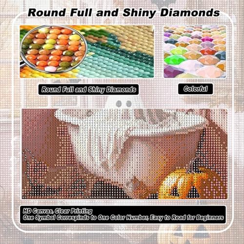 AIBOERL Diamond Art Kits for Adults，Halloween Diamond Painting Wall Decor | Round Drill Bathroom Ghost Diamond Painting for Beginners DIY Rhinestone 5D Diamond dots(Gemstone Craft)Wall Art Gift 12x16IN