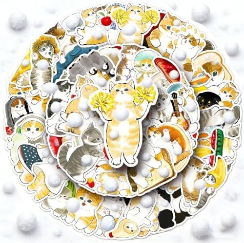 DothRayan Cat Stickers, 100 Pcs Cute Cat Waterproof Vinyl Stickers for Water Bottle, Laptop, Phone Stickers for Kids Teens Girls Adults
