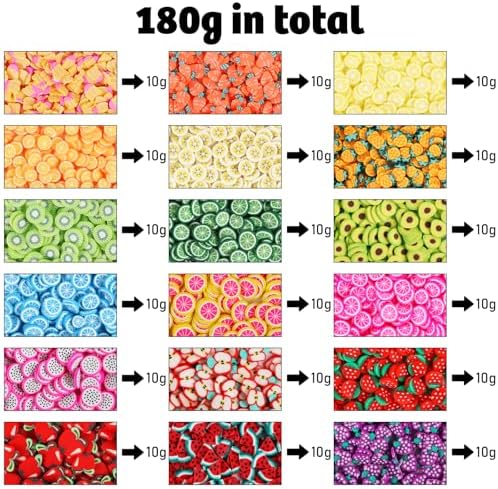 DIYASY 180g Fake Fruit Sprinkles, 6.35 oz Mini Faux Sprinkle Polymer Clay Slices Non-Edible for Crafts Art DIY Decoration Plastic Slime Filler