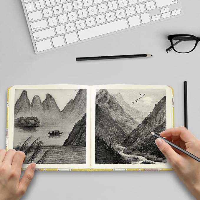 4.8" Pocket Sketch Book,80gsm Hardcover Art Sketchbook for Drawing Journal