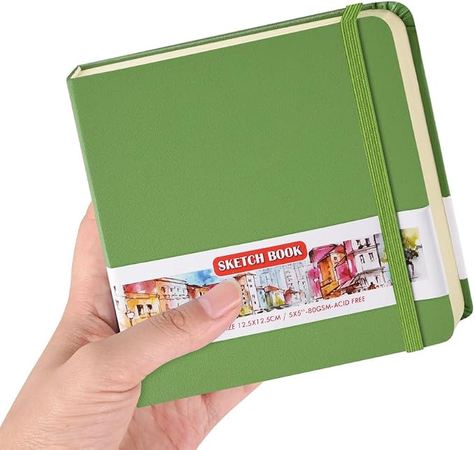 5x5 Pocket Sketch Book,80gsm Hardcover Art Sketchbook for Drawing Journal