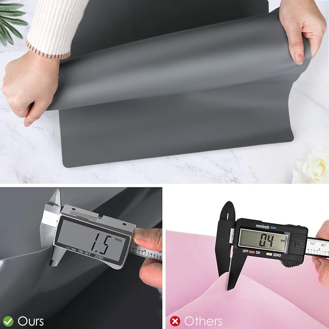 Extra Large Silicone Mats for Kitchen Counter, 27.6'' x16'' Silicone Placemats for Kids, Nonstick Nonskid Silicone Mat for Baking Crafts, Waterproof Heat Resistant Mat Coffee Mat, Dark Gray, 1Pcs