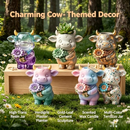 3D Highland Cow Silicone Resin Mold for Epoxy Casting Succulent