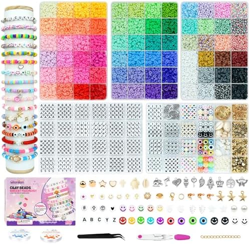 Gionlion Clay Beads Friendship Bracelet Making Kit, 72 Colors Preppy Clay A-Z Letter Number Beads & Charms Complete Jewelry Making Kit DIY Crafts Gift for Teen Girls