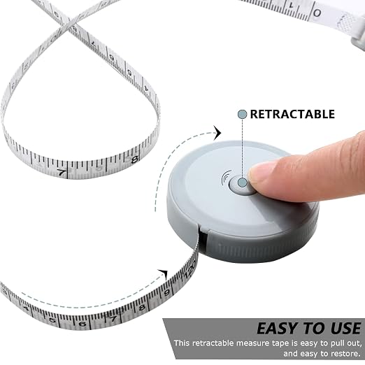 Mini Retractable Tape Measure(3 Packs) + Soft Fabric Sewing Ruler(1 Pieces), Flexible, Pocket Size, Dual Sided, 150CM Tailor Measuring Tapes for Body Measurement Weight Loss Cloth Knitting Craft