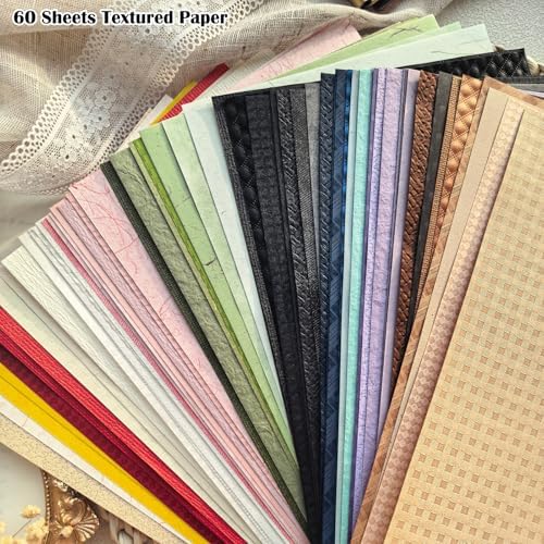 60 Unique Sheets A5 colorful Textured Scrapbook Paper