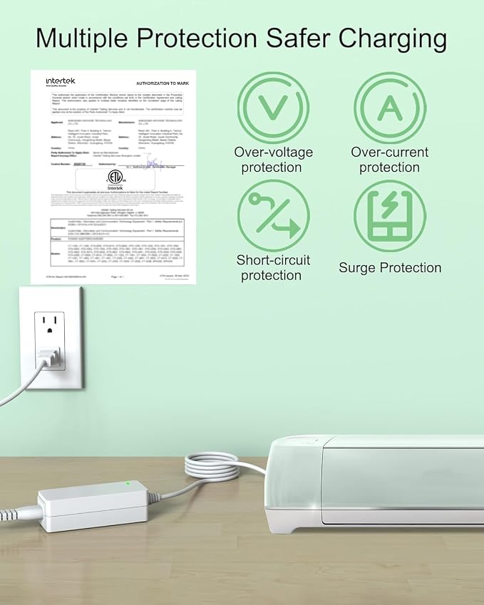 Power Cord for Cricut Explore air 2, Expression 2, Explore Air, Explore One Create Mini Original Replacement for Cricut KSAH1800250T1M2 Cutting 18V Charger Power Supply (White)
