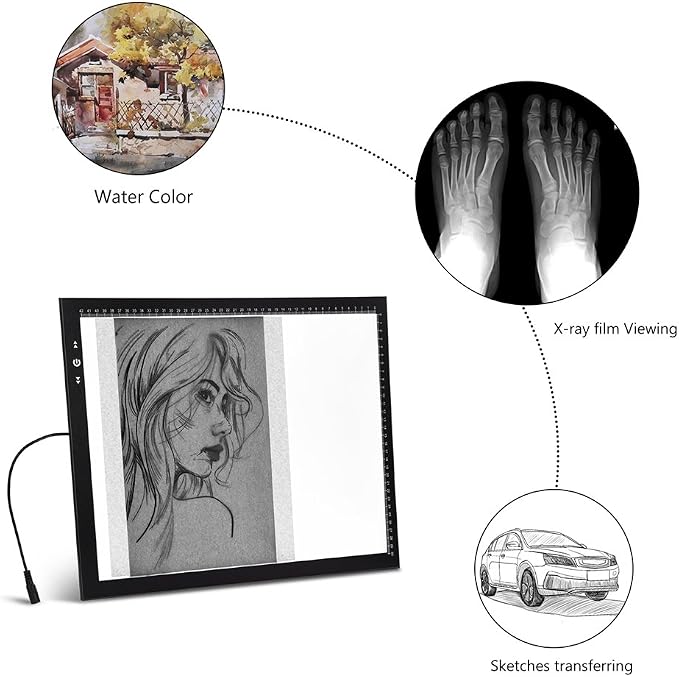 HSK A3 LED Artist tracing Light Box Copy Table, Adjustable High Brightness Light Pad for Tatto Drawing, Sketching, Animation,Diamond Painting Accessories