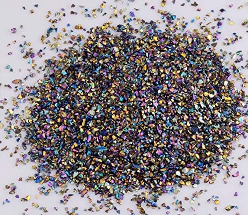 Crushed Glass Irregular Metallic Chips Sprinkles Chunky Glitter Vitrail 100g 2-4mm for Nail Arts Craft DIY Vase Filler Epoxy Resin Mold Jewelry Making Decoration (Fire Polished Vitrail, 2-4mm)