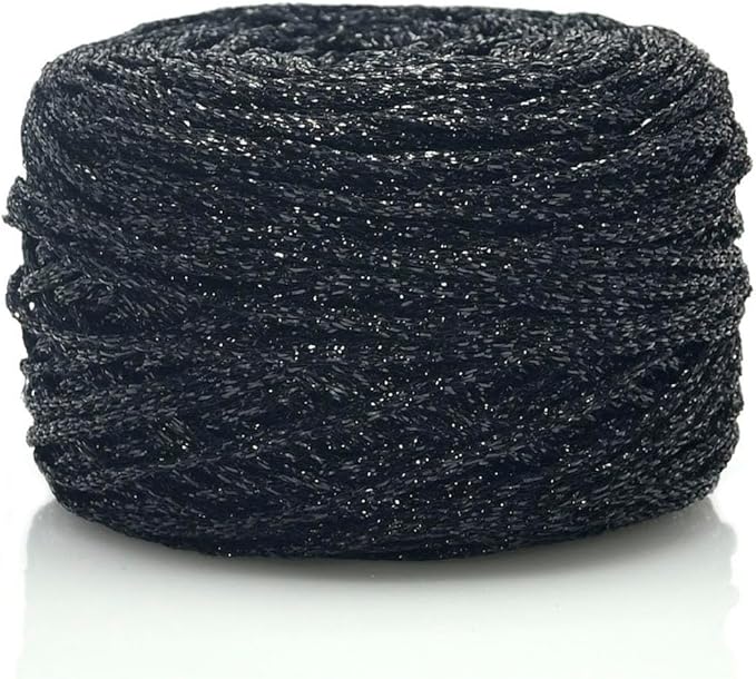 Metallic Glitter Yarn for Crochet & Knitting, Fine 2 Light Weight Worsted for Crochet Knitting, 35g 1.23oz, 145 Yards Soft Craft Sparkle Yarn (Black)