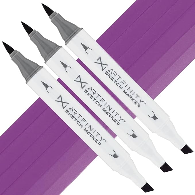 Artfinity Sketch Markers - Set of 3 - Teen Spirit V5-5, Vibrant, Professional, Dye-Based Alcohol Markers for Artists, Drawing, Travel, & More