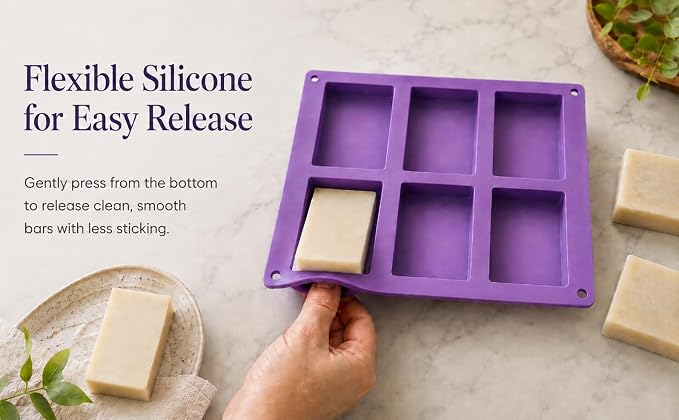 3 Pack Rectangle Silicone Soap Molds, 18 Cavities Total, 6 Cavity Soap Making Mold for Melt and Pour Soap, Homemade Soap Bars, Pudding, Jelly, Brownies, Chocolate, Easy Release Silicone Baking Mold