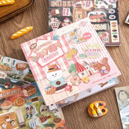 Girl's Japanese Retro Sticker Book, Animal and Plant Theme - 800+ Cute Old Showa Style Embroidered Stickers, for DIY Scrapbooking Journaling Handbook Decoration