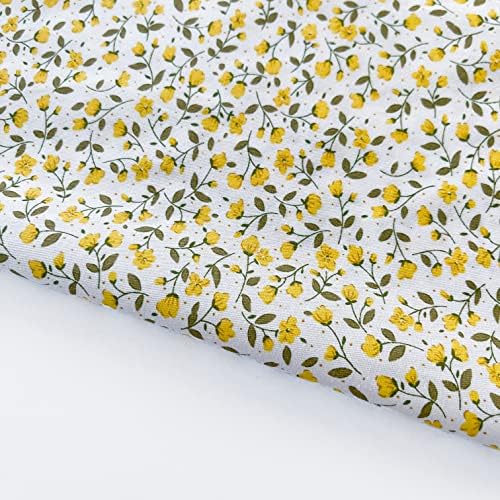 Cotton Fabric DIY Making Supplies Quilting Patchwork Fabric Fat Quarter Bundles DIY for Quilting Cotton Patchwork Cushions (Yellow Flower, 20" x 20")