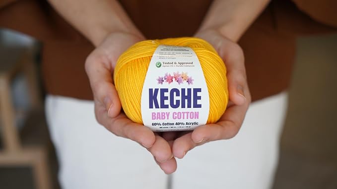 Keche Baby Cotton, 60% Cotton 40% Acrylic Yarn, Soft Cotton Yarn for Crochet and Knitting, Amigurumi Yarn 4 Skeins/Balls [1.76 Oz (50g) / 180 Yrds (165m)] x 4 - Terracotta