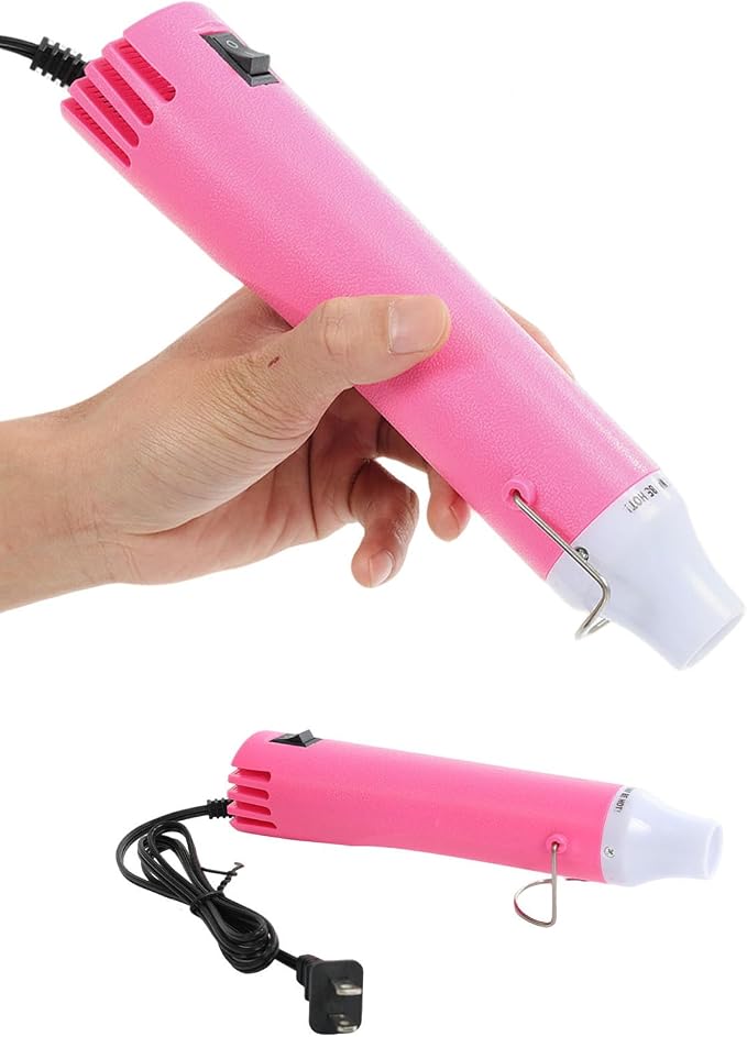 Heat Gun 300W, Handed Hot Air Gun for Crafting and DIY (Pink) | 3.28FT Ultra-Long Cable Portable Heat Gun with Stand and Power Cord for Shrinking Wrapping PVC and Drying Paint