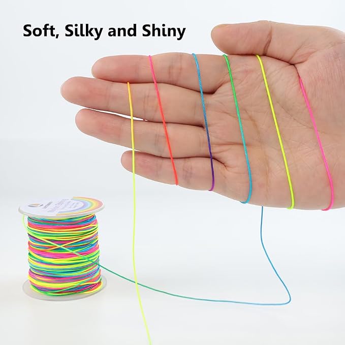 LUSTEMBER 0.8mm Nylon String, Strong Bracelet String, Durable Nylon Cord for Jewelry Making, Bracelets, Beading, Necklaces, Rattail Braiding, Kumihimo, Wind Chimes, Blinds and Handicrafts
