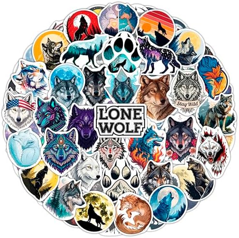 100Pcs Wolf Stickers for Water Bottle, Laptop - Cute Wolf Gift, Party Decoration - Forest, Woodland Animal Stickers - Gift for Women & Men