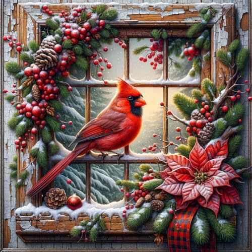 Benjenes Christmas Cardinal Diamond Art Kits for Adults, Diamond Painting