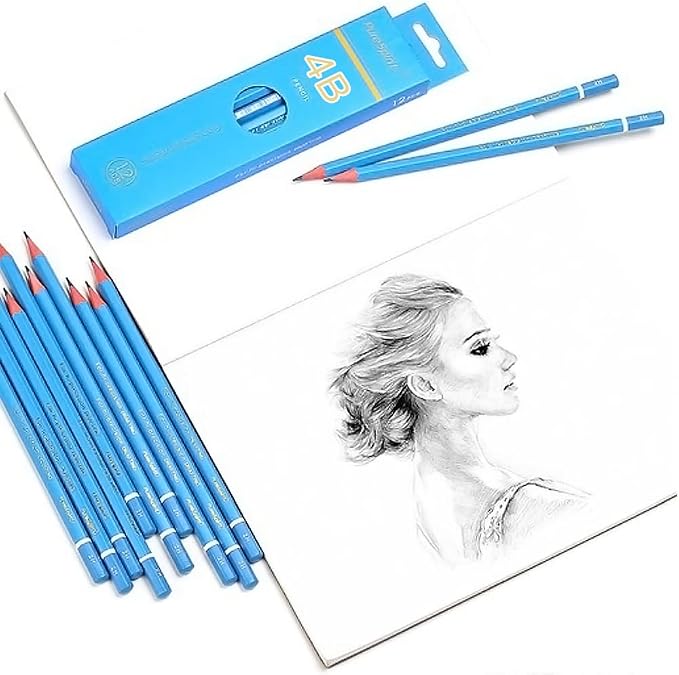 Sketch Pencils for Drawing 4B, 12pcs Professional Art Drawing Pencils for Shading, Sketching & Doodling | Graphite Pencil for Artists & Beginners