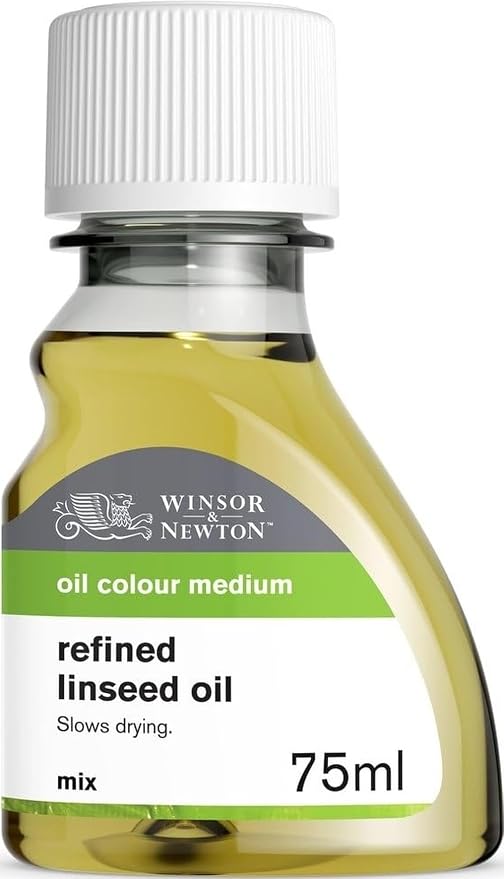 Winsor & Newton Refined Linseed Oil, 75ml (2.5oz) Bottle | Essential refined linseed oil that slows drying, improves paint flow, enhances gloss and transparency.