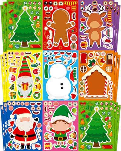 SmilinFit Christmas Stickers, Toddlers Stocking Stuffers for Kids, DIY Christmas Crafts for Kids Party Favors Supplies, Party Activity Games Classroom Decorations Gifts