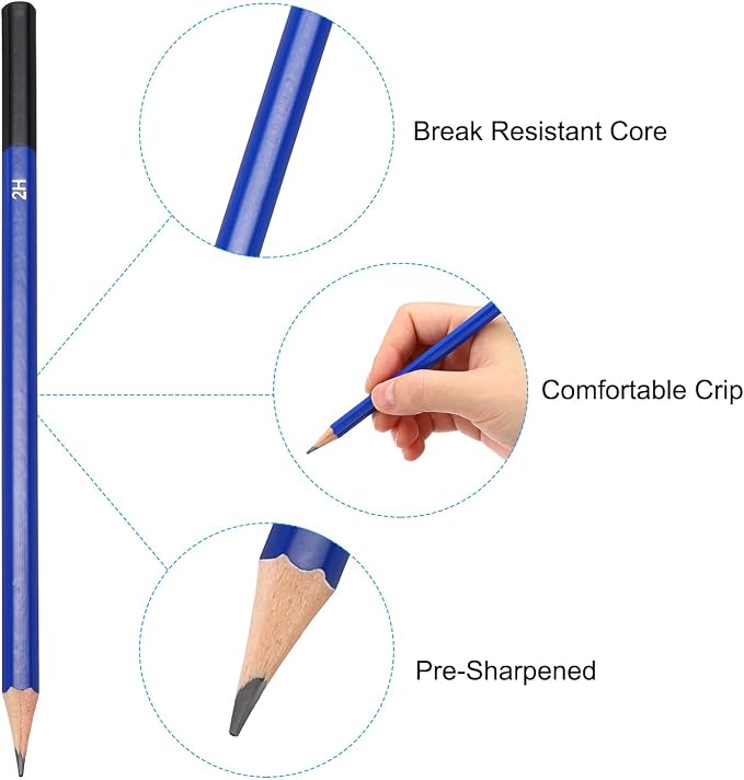 PATIKIL 2H Drawing Pencils, 6PCS Sketch Pencils for Drawing, Art, Design, Classroom, Office, Home, Gifts