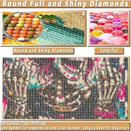 Skull Diamond Art Kits for Adults Funny Diamond Painting Kit for Beginner