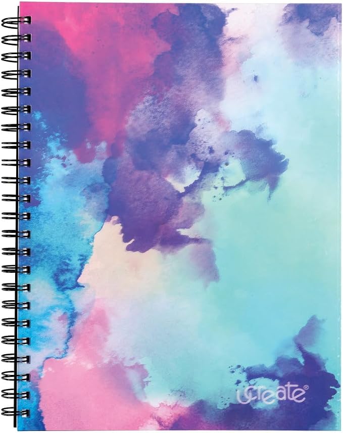 UCreate Fashion Poly Sketch Book, Watercolor Splash, 9" x 12", 1 Count | Perfect for painting, art lessons, crafts and creative projects