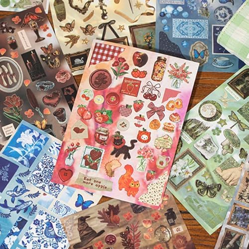 Japanese Manga Style Sticker Book Four Seasons Radio Romantic Memory Series, 30 Pages Coated Paper Collection for Diary Scrapbooking Notebooks